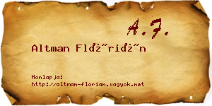 Altman Flórián névjegykártya